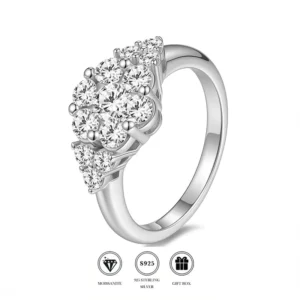 RENSINO Full Pave Moissanite Women Ring GRA Certified S925 Silver Sparkling Wedding European Style OEM Jewelry