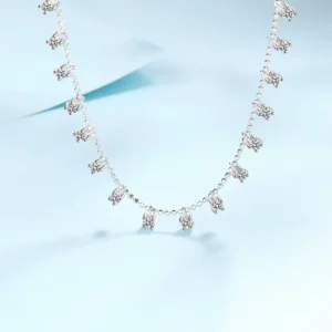 RENSINO Full Star Tennis Chain Luxury Sterling Silver 925 Pendant 3CT Cultivated Diamond Moissanite Necklace for Women