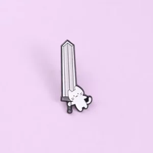 RENSINO Funny Cartoon for Oversized Sword Enamel Pins Cute Mini Warrior Brooches Fashion Cross Bag Lapel Badge Jewelry Gift Anime Fans