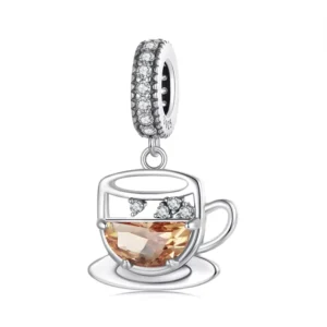 RENSINO Funny Coffee Designer Glass 3d Hiphop Charm Jewelry Making 925 Silver Diy Bracelet Fashion Pendants Charms