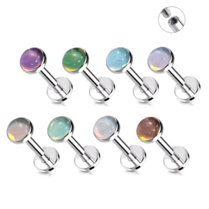RENSINO G23 ASTM F136 Titanium 16G Labret Lip Piercing Internally Threaded Base Ear Cartilage Tragus Helix Stud for Women Body
