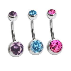RENSINO G23 ASTM F136 Titanium Body Piercing Externally Treaded Belly Button Rings Jewelry for Woman