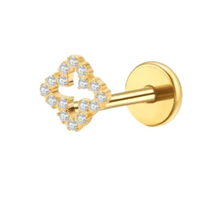 RENSINO G23 F136 Classic Gold Titanium Labret Earring Stud Engagement Wedding Jewelry Body Zircon Piercing Flower Fashionable Gold