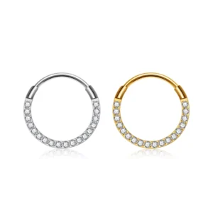 RENSINO G23 Titanium 20G Nose Ring Front Side CZ Septum Hoop Earrings Labret Ear Tragus Lobe Helix Cartilage Women Body Piercing Jewelry