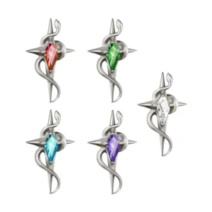 RENSINO G23 Titanium Labret Body Jewelry Internal Threaded Titanium Piercing Claw Setting CZ Labret Ring for Women and Men