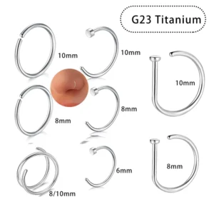 RENSINO G23 Titanium Piercing Nose Ring Hoop Septum Piercing Nose Clip Rock HipHoop Magnet Punk Women Men Body Jewelry