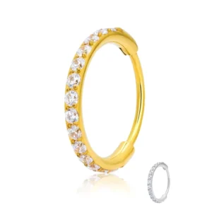 RENSINO G23 Titanium Piercing Nose Ring Zircon Inlay Nostril Hoop Upper Earrings Conch Helix Daith Women 14G Body Jewelry Piercing