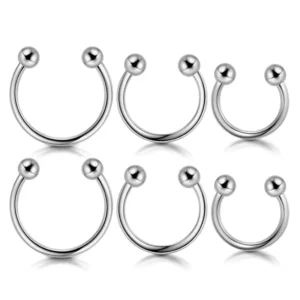 RENSINO G23 Titanium Silver Horseshoe Circular Curved Barbell Septum Nose Ring Helix Piercing Body Titanium Jewelry