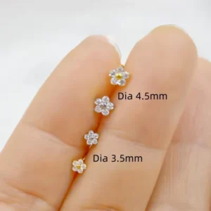 RENSINO G23 Titanium Trendy Small Big Flower Push in Lip Labret Ring Bar Ear Cartilage Tragus Studs Body Piercing Jewelry