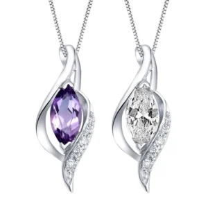 RENSINO GP65 Diamond 925 Sterling Silver Evil Eyes Charm Pendant Purple CZ Zircon Waterdrop Shape Necklaces Pendants for Women