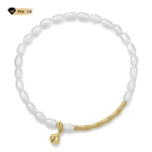 RENSINO GPB18 Jewelry 925 Silver Bracelet 14K Gold Plated Baroque Cultured Freshwater Pearl Chain Bracelet
