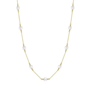 RENSINO GPN19 Joyas De Plata Genuine Freshwater Baroque Pearls Necklace Chain Adjustable 925 Sterling Silver Necklace for Women