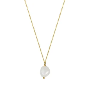 RENSINO GPN22 Cultured Freshwater Baroque Pearl Necklace Adjustable 925 Sterling Silver Necklace for Women