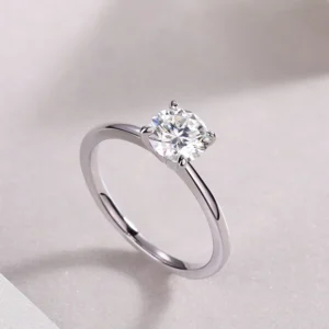 RENSINO GRA 1ct D Color Excellent Round Brilliant Moissanite Ring Women Engagement Ring Sterling Silver 925 Wedding Solitaire Ring
