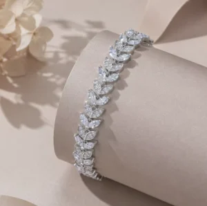 RENSINO GRA Certificate 925 Silver Bracelet Marquise Cut Moissanite Wax Setting Bracelet Women Birthday Gift Everyday Bracelet