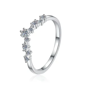 RENSINO GRA Certificate Full VVs1 Moissanite S925 Sterling Silver Graduated Round Stone V Stackable Band for Women