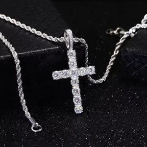 RENSINO GRA Certificate Moissanite Jewelry Iced Out S925 Silver 2mm/3mm/4mm/5mm D VVS Diamond Moissanite Cross Pendant for Men Women