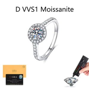 RENSINO GRA Certification Customized Fine Jewelry Eternity Ring 925 Sterling Plata Sliver 1CT Mossanite Ring Factory Price