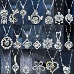 RENSINO GRA Certification S925 Sterling Silver 1CT Moissanite Sunflower Heart Pendant Necklace Collarbone Chain for Women Gift