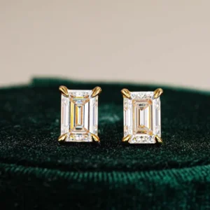 RENSINO GRA Certified 1ct D Color Moissanite Stud Earrings 18K Gold Plated 925 Silver Luxury Stackable for Women Fine Jewelry