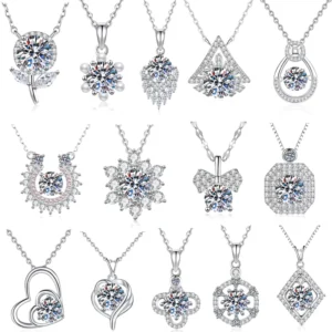 RENSINO GRA Certified Moissanite S925 Sterling Silver Key Pendant Necklace for Women D Color 1ct Moissanite Necklace
