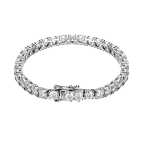 RENSINO GRA Certified Real Moissanite Tennis Bracelet 17cm 925 Sterling Silver 3mm 4mm Four-claw Cut Women