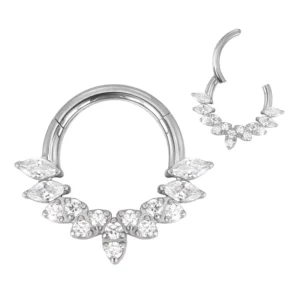 RENSINO GZN Implant Grade ASTM F136 Titanium Hinged Segment Ring Piercing Body Jewelry Earring Nose Rings