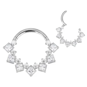 RENSINO GZN Latest Implant Grade ASTM F136 Titanium Hinged Segment Titanium Clicker Earring Nose Rings Piercing Jewelry