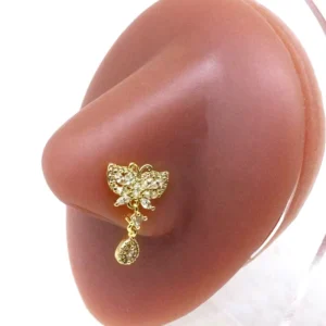 RENSINO Gaby New Nose Rings Evil Nose Stud for Women Butterfly Stainless Steel Heart Evil Nose Piercing Jewelry