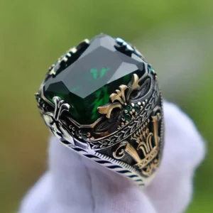 RENSINO Gemstone Jewelry 925 Silver Plated Rings Multicolour Saudi Men Fashion Alloy Silver Man Ring