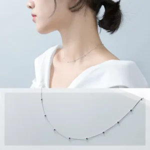 RENSINO Genuine 100% 925 Sterling Silver Cross Chain Glossy Bead Choker Necklace Women Minimalist Fine Jewelry Cute Accessories