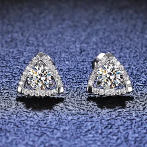 RENSINO Genuine 1ct Moissanite Diamond Stud Earrings Ladies Solid 925 Sterling Silver Earring for Wedding Jewelry