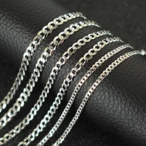 RENSINO Genuine 925 Sterling Silver Cuban Chain Necklace for Men European and American Style Hip Hop Cuba Necklace for Men Fashion Jewel