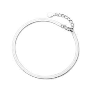 RENSINO Genuine 925 Sterling Silver Fashion Simple Geometric Snake Chain Anklets Bracelets for Women Daily Party Fine Jewelry