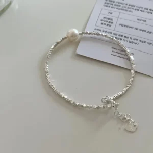 RENSINO Genuine 925 Sterling Silver Freshwater Pearl Geometric Beads Beaded Women Bracelets Factory