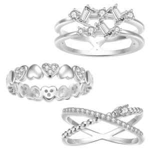 RENSINO Genuine 925 Sterling Silver Rings Jewelry Heart shaped Design Minimalism Finger Ring for Women Anniversary Valentine’s Day Gift