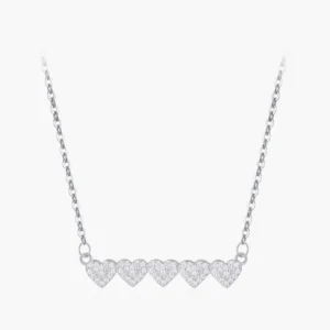 RENSINO Genuine 925 Sterling Silver Romantic Heart to Heart Sparkling Zircon Pendant Necklace for Women Statement Jewelry Gift