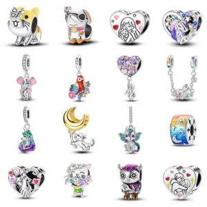 RENSINO Genuine S925 Sterling Silver Pet Dog Bone Charm Sparkling 3mm Zircon Beads Women’s Cute Animal Jewelry Rhodium Plated JD Pendant