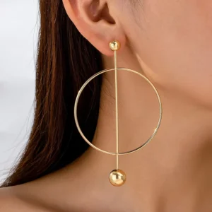 RENSINO Geometric Circle Drop Earrings Alloy Gold Plated Silver Plated Women’s Personality Exaggerated Temperament Joker Jewelry