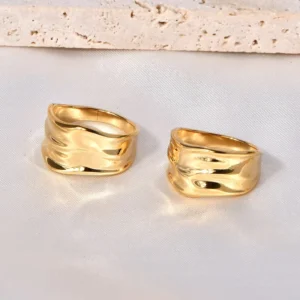 RENSINO Geometric Irregular Exaggerated Rings Niche Stainless Steel Ring and Non fading Ring Accessories for Girls