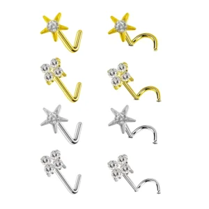 RENSINO Getta Nose Rings Studs Body Piercing Jewelry Zircon Claw Setting Titanium Gold Plated Unisex Nose Screw Rings Wedding Party Gift