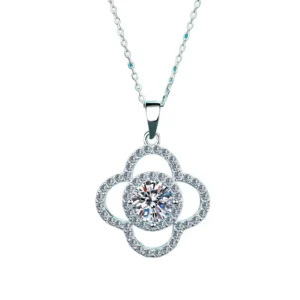 RENSINO Girls’ Trendy Dainty Diamond Charm Pendant Necklace with Luxury 1CT Moissanite Custom Chain Jewelry