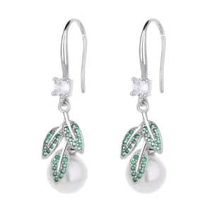 RENSINO Global Fashion Luxury Jewelry Earrings Sterling Silver Leaf Earring