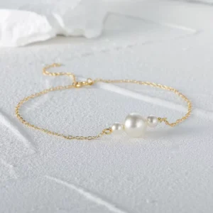 RENSINO Glowluxe Elegant Dainty Three Pearl Chain Bracelet 925 Sterling Silver Jewelry Accessories