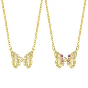 RENSINO Glowluxe Fine Women Jewelry 925 Sterling Silver Zircon Butterfly Pendant Necklaces