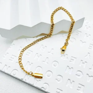 RENSINO Gold Color Stainless Steel Classic Style Cuban Chain Anklet Women Sports Casual Daily Wear Trendy Durable Gift Jewelry
