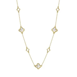 RENSINO Gold Plated 925 Sterling Silver CZ Dainty Diamond Station Necklace for Women