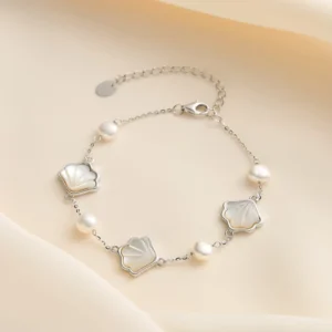 RENSINO Gold Plated 925 Sterling Silver Certified Geometric Elegant AAAAA Grade White Pearl Beaded Bracelets Bangles TRENDY Women’s Gift