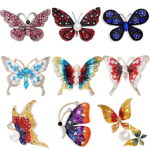 RENSINO Gold Plated Crystal Butterfly Brooches Rhinestone Brooch Vintage for Luxury Evening Party Fashion Jewelry Women’s Accessories