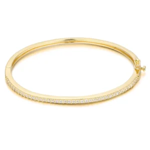 RENSINO Gold Plated Cubic Zircon 925 Sterling Silver Trendy Bangle Jewelry for Women Wedding Gift
